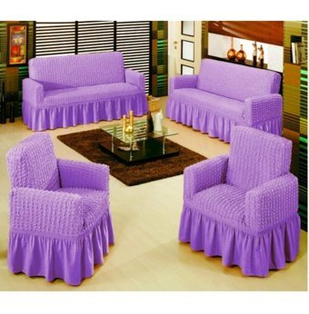 Elgeyar Pamuklu - Polyester Bürümcük Jakarlı Süngersiz Armürlü Giydirmeli Mor Yedili Koltuk Örtüsü 183x230 cm