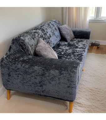 Özmakan Kadife Likralı Jakarlı Süngersiz Giydirmeli Gri Tekli Koltuk Örtüsü 180x230 cm