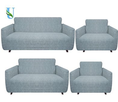 Uy Style Tekstil Likralı Jakarlı Süngerli Geometrik Desenli Giydirmeli Gri Dörtlü Koltuk Örtüsü 180x230 cm