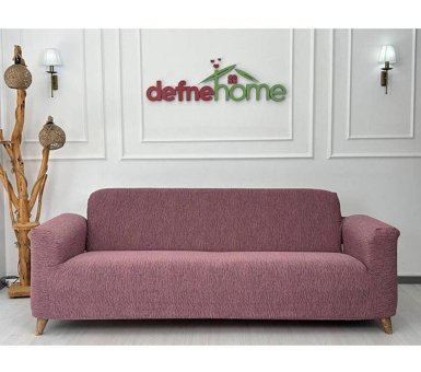 Defne Home Pamuklu - Polyester Likralı Jakarlı Süngersiz Armürlü Giydirmeli Pembe Sekizli Koltuk Örtüsü 220x180 cm