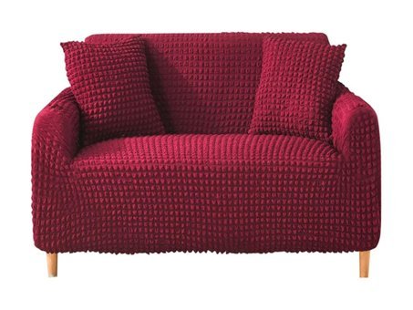 Elgeyar Polyester Bürümcük Jakarlı Süngersiz Armürlü Giydirmeli Bordo İkili Koltuk Örtüsü 140x175 cm