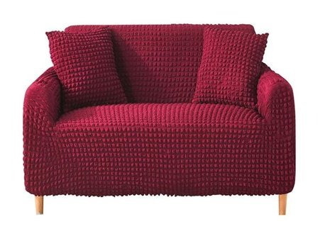 Elgeyar Polyester Bürümcük Jakarlı Süngersiz Armürlü Giydirmeli Bordo İkili Koltuk Örtüsü 140x175 cm