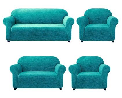 Eldost Ticaret Polyester Likralı Jakarlı Süngersiz Armürlü Giydirmeli Yeşil Yedili Koltuk Örtüsü 180x230 cm