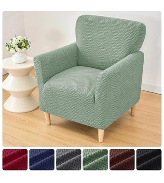 Akyol Home Pamuklu - Polyester Süngersiz Hasır Desenli Giydirmeli Lastikli Yeşil Tekli Koltuk Örtüsü 60x80 cm