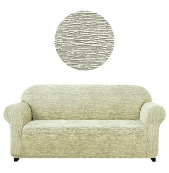 Eldost Ticaret Polyester Likralı Jakarlı Süngersiz Armürlü Giydirmeli Bej Üçlü Koltuk Örtüsü 180x230 cm