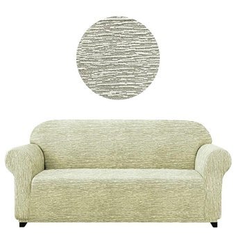 Eldost Ticaret Polyester Likralı Jakarlı Süngersiz Armürlü Giydirmeli Bej Üçlü Koltuk Örtüsü 180x230 cm