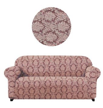 Elgeyar Polyester Likralı Jakarlı Süngersiz Giydirmeli Pembe Üçlü Koltuk Örtüsü 180x230 cm