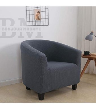 Bonjourmadame Polyester Likralı Süngersiz Pitikare Desenli Giydirmeli Lastikli Gri Tekli Koltuk Örtüsü 83x75 cm
