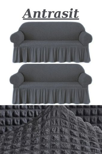 Furkanticaret Pamuklu Bürümcük Süngersiz Kapitone Giydirmeli Krem İkili Koltuk Örtüsü 180x230 cm