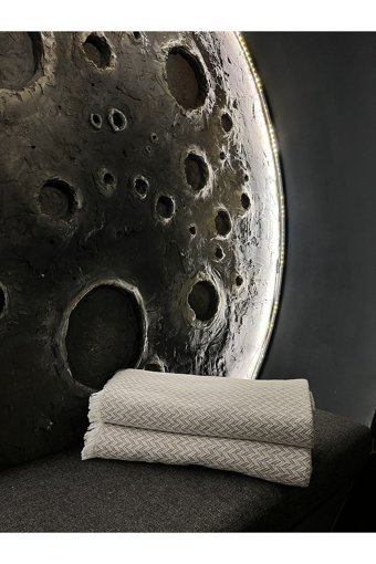 Nasır Home Pamuklu Saçaklı Süngersiz Geometrik Desenli Vizon İkili Koltuk Örtüsü 170x210 cm