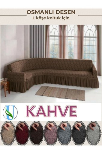 Uy Style Tekstil Likralı Drapeli Süngerli Armürlü Giydirmeli Kahverengi Tekli Koltuk Örtüsü 180x350 cm