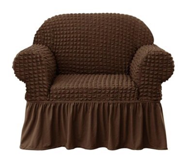 Elgeyar Pamuklu - Polyester Bürümcük Jakarlı Süngersiz Armürlü Giydirmeli Kahverengi Tekli Koltuk Örtüsü 70x80 cm