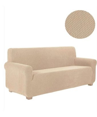 Uygar Home Pamuklu - Polyester Likralı Süngerli Düz Giydirmeli Bej Tekli Koltuk Örtüsü 180x230 cm