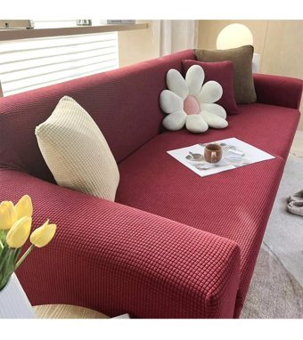 Akyol Home Pamuklu - Polyester Likralı Süngersiz Giydirmeli Lastikli Bordo Tekli Koltuk Örtüsü 80x120 cm