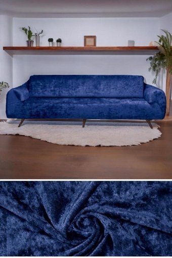 Seltenet Kadife Likralı Jakarlı Süngersiz Çizgili Giydirmeli Su Geçirmez Bej Tekli Koltuk Örtüsü 230x180 cm