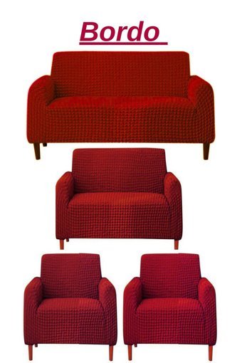 Ensari Karaoğlu Pamuklu - Polyester Bürümcük Jakarlı Süngersiz Armürlü Giydirmeli Bordo Yedili Koltuk Örtüsü 180x230 cm