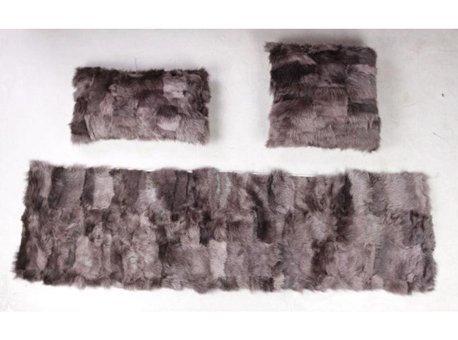 Dericibey Pamuklu Kürklü Tüylü Süngersiz Kahverengi Üçlü Koltuk Örtüsü 50x180 cm