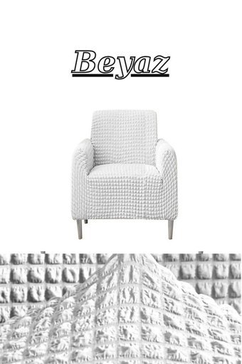Heytgah Polyester Bürümcük Süngersiz Kapitone Giydirmeli Krem Tekli Koltuk Örtüsü 180x230 cm