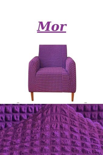 E Bahar Polyester Bürümcük Jakarlı Süngersiz Armürlü Giydirmeli Mor Tekli Koltuk Örtüsü 80x120 cm