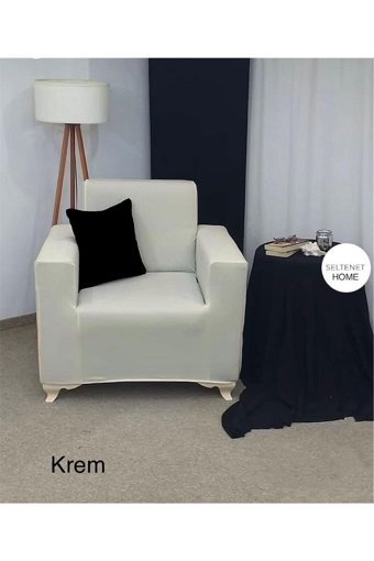 Seltenet Pamuklu - Polyester Likralı Jakarlı Süngersiz Petek Desenli Giydirmeli Su Geçirmez Bej Tekli Koltuk Örtüsü 180x250 cm