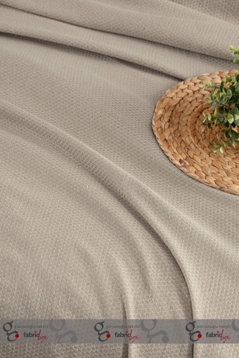 Fabric Box Macar Pamuklu Süngersiz Armürlü Bej Tekli Koltuk Örtüsü 170x230 cm