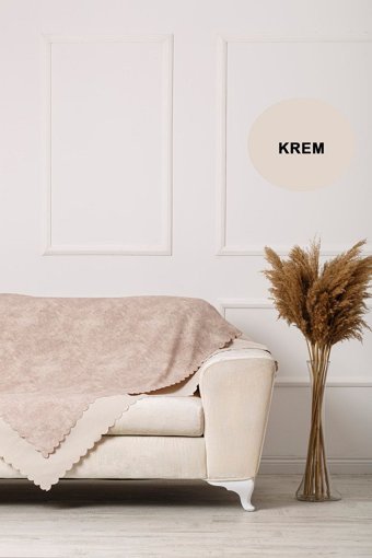 Velerde Home Vessel Pamuklu - Polyester Polar Süngersiz Mermer Desenli Bej Tekli Koltuk Örtüsü 180x215 cm