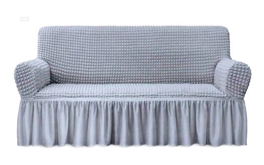 Uygar Home Pamuklu - Polyester Bürümcük-Likralı Drapeli Süngerli Petek Desenli Giydirmeli Gri Tekli Koltuk Örtüsü 180x230 cm