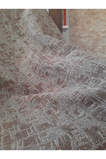 Deebly Pamuklu Kanvas Jakarlı Süngersiz Armürlü Kahverengi Tekli Koltuk Örtüsü 170x220 cm