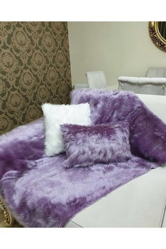 Paris Life Polyester Polar Peluş Süngersiz Mor Üçlü Koltuk Örtüsü