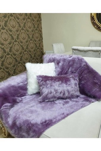 Paris Life Polyester Polar Peluş Süngersiz Mor Üçlü Koltuk Örtüsü