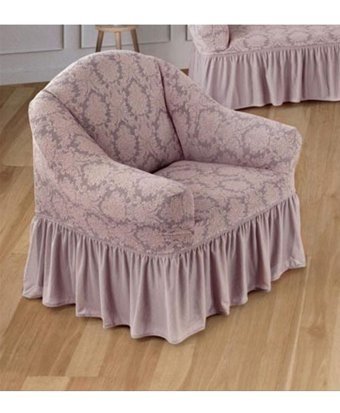 Uy Style Tekstil Pamuklu - Polyester Likralı Drapeli Süngerli Düz Giydirmeli Pembe Tekli Koltuk Örtüsü 75x115 cm