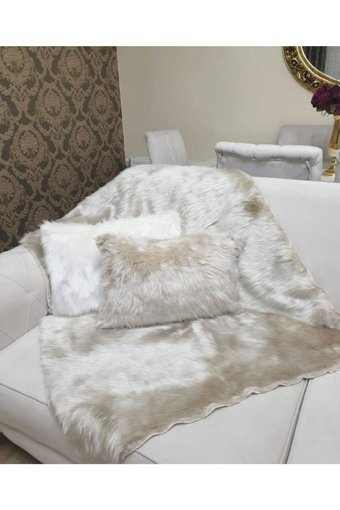 Paris Life Polyester Polar Peluş Süngersiz Bej Üçlü Koltuk Örtüsü