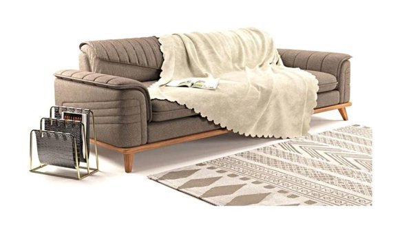 A.S.T Topdağı Tekstil Polyester Süngersiz Düz Krem Tekli Koltuk Örtüsü 180x220 cm