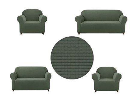 Mehira Tesettür Polyester Likralı Süngersiz Düz Giydirmeli Haki Dörtlü Koltuk Örtüsü 180x230 cm