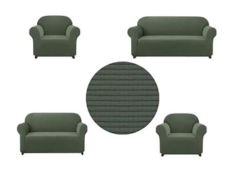 Mehira Tesettür Polyester Likralı Süngersiz Düz Giydirmeli Haki Dörtlü Koltuk Örtüsü 180x230 cm