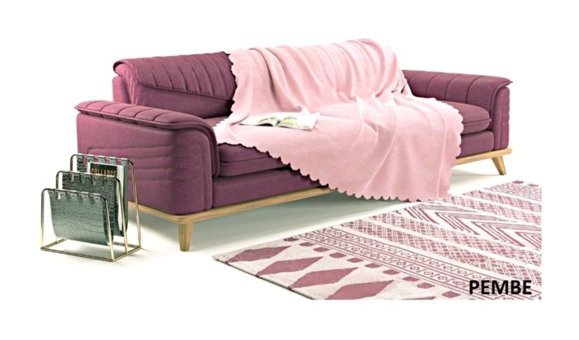 A.S.T Topdağı Tekstil Şönil Süngersiz Düz Pembe Tekli Koltuk Örtüsü 180x220 cm