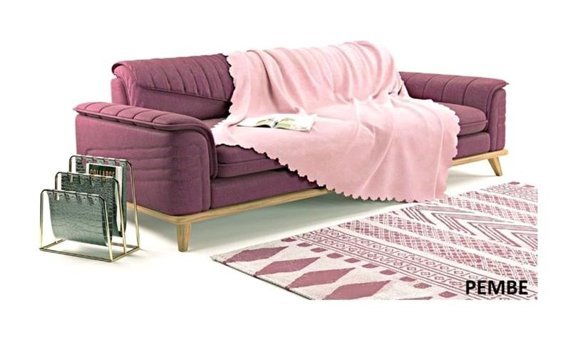A.S.T Topdağı Tekstil Şönil Süngersiz Düz Pembe Tekli Koltuk Örtüsü 180x220 cm