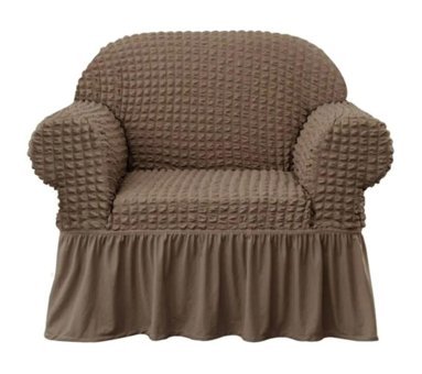 Eldost Ticaret Pamuklu - Polyester Bürümcük Jakarlı Süngersiz Armürlü Giydirmeli Kahverengi Tekli Koltuk Örtüsü 70x115 cm