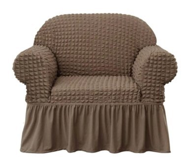 Eldost Ticaret Pamuklu - Polyester Bürümcük Jakarlı Süngersiz Armürlü Giydirmeli Kahverengi Tekli Koltuk Örtüsü 70x115 cm