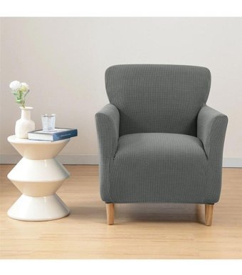 Btf Home Polyester Likralı Jakarlı Süngersiz Armürlü Giydirmeli Lastikli Gri Tekli Koltuk Örtüsü 75x120 cm
