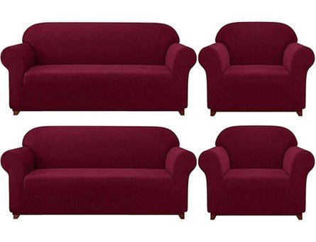 Elgeyar Polyester Likralı Jakarlı Süngersiz Armürlü Giydirmeli Bordo Sekizli Koltuk Örtüsü 180x230 cm