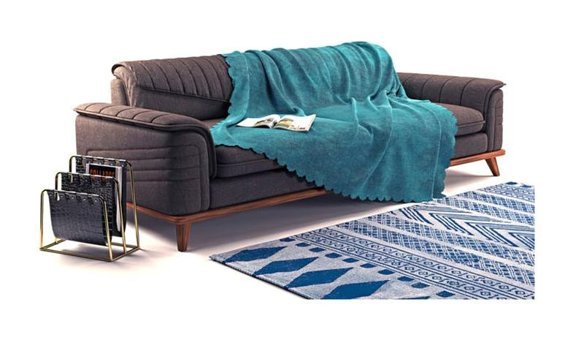 A.S.T Topdağı Tekstil Polyester Süngersiz Düz Mavi Tekli Koltuk Örtüsü 180x220 cm