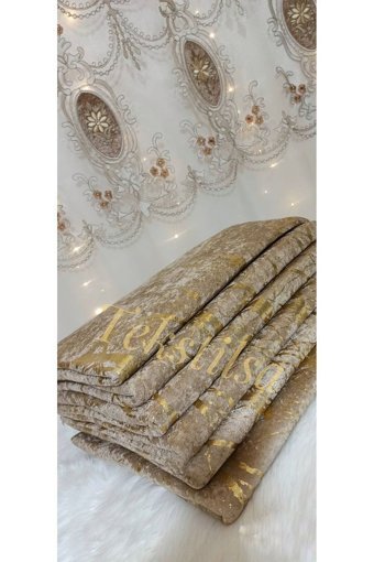 Tekstilsa Kadife Polar Varaklı Süngerli Çizgili Kahverengi Tekli Koltuk Örtüsü 170x210 cm