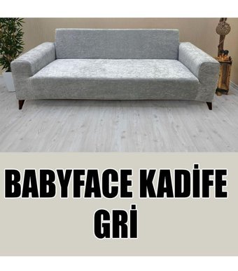Kılıfsan Babyface Pamuklu - Polyester Süngersiz Düz Giydirmeli Lastikli Kaymaz Gri Üçlü Koltuk Örtüsü 140 cm