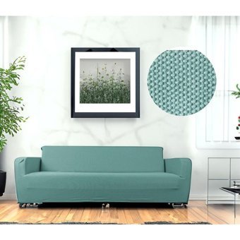 Etles Home Pamuklu - Polyester Likralı Jakarlı Süngersiz Armürlü Giydirmeli Yeşil Üçlü Koltuk Örtüsü 230x160 cm