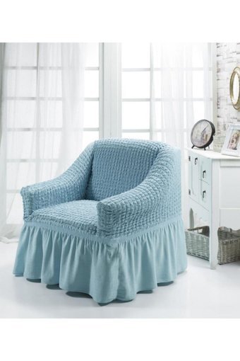 Karna Home Pamuklu Bürümcük Fırfırlı Süngersiz Kareli Giydirmeli Beyaz Tekli Koltuk Örtüsü 75x105 cm