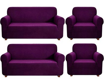 Elgeyar Polyester Likralı Jakarlı Süngersiz Armürlü Giydirmeli Mor Sekizli Koltuk Örtüsü 180x230 cm