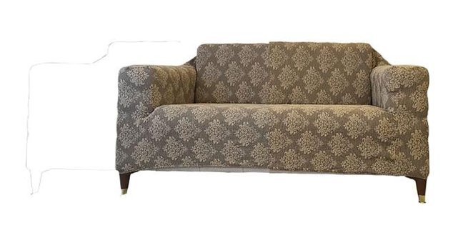 Güzelevim GZL-00000353 Polyester Süngersiz Damask Desenli Giydirmeli Lastikli Kahverengi İkili Koltuk Örtüsü 150x180 cm