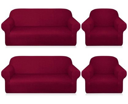 Eldost Ticaret Polyester Likralı Jakarlı Süngersiz Armürlü Giydirmeli Bordo Sekizli Koltuk Örtüsü 180x230 cm