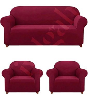 Iydgah Polyester Süngersiz Düz Giydirmeli Bordo Üçlü Koltuk Örtüsü 110x120 cm